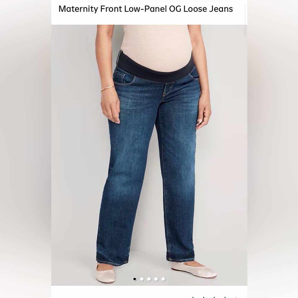 Old Navy Women's Maternity Front Low-Panel OG Loose Jeans - Dark Blue